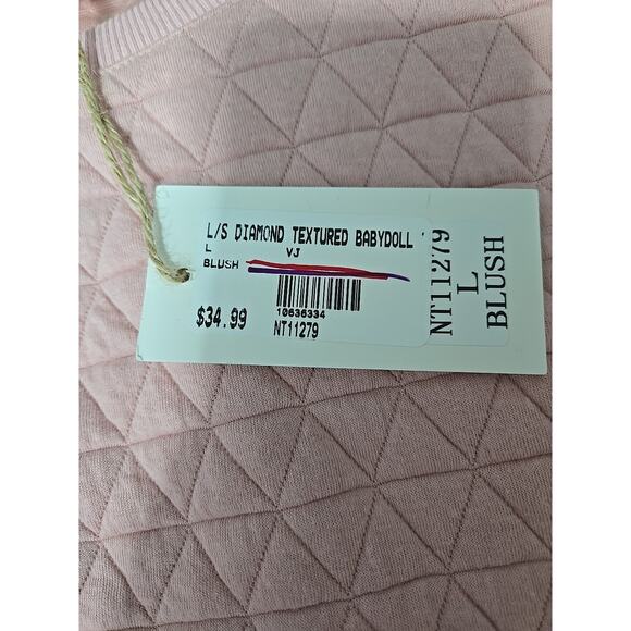 Mean Girls Look Quilted Blush Babydoll Pullover Textured Size Large - Picture 5 of 7